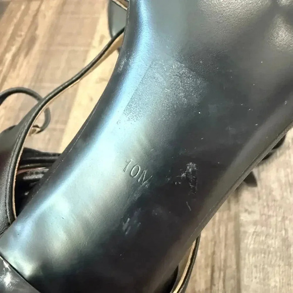 New GUESS Metallic Black Niko High Heel Lace up Wrap Gladiator Sandals 10M Party - Picture 6 of 7